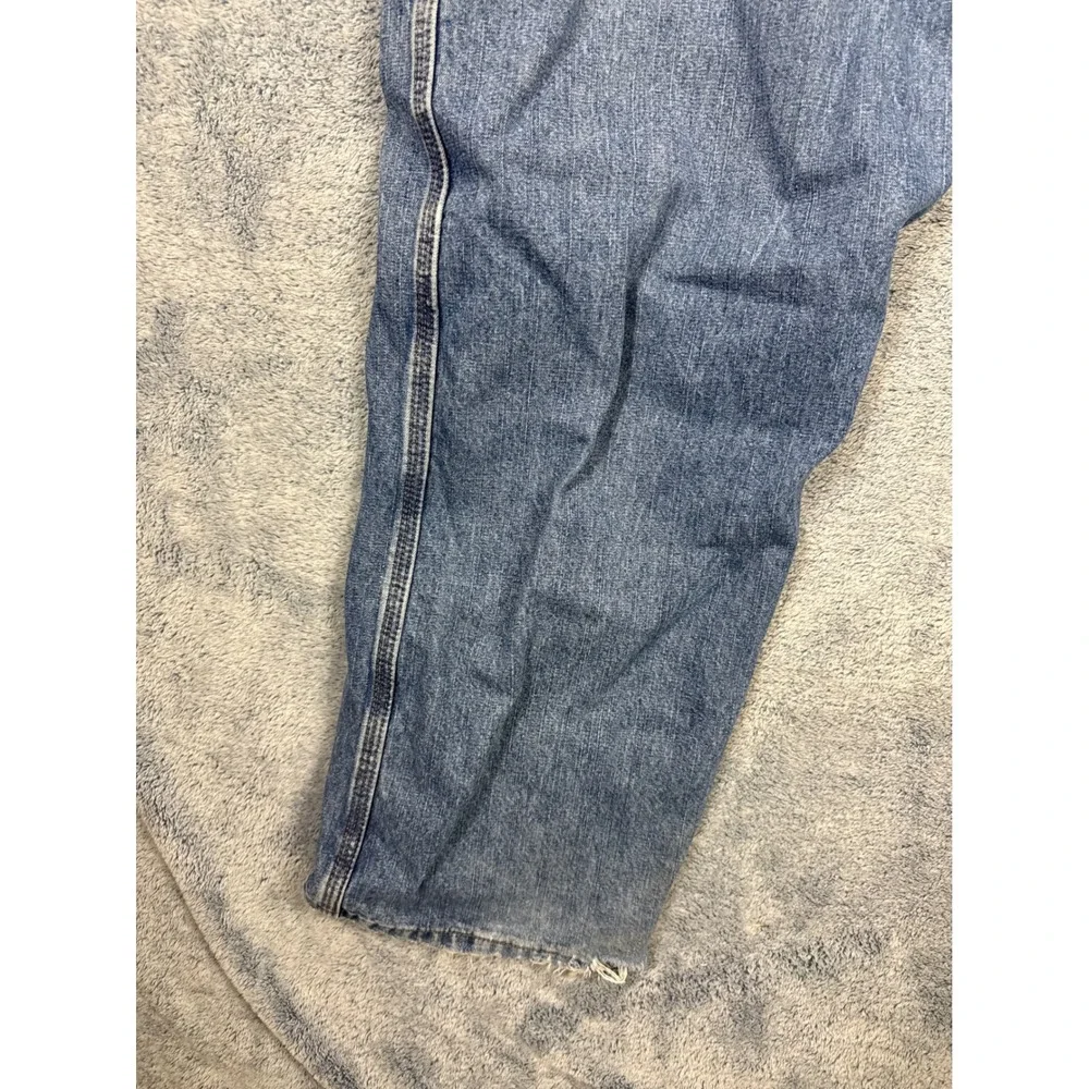 Wrangler Mens 42x32 Blue Carpenter Jeans Distressed Workwear Denim Faded